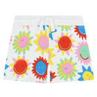 Younger Girls White Sun Shorts, 1, hi-res